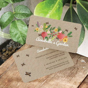 Vegetable Garden Medley & Butterflies Rustic Business Card