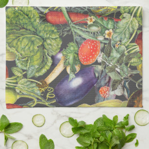 Vegetable Garden Menagerie Tea Towel