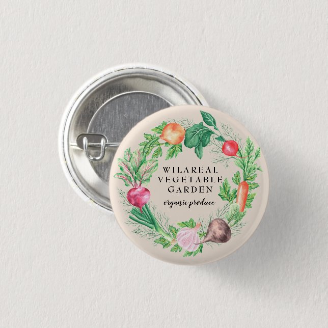 Vegetable Garden Organic Farm Monogram Button (Front & Back)