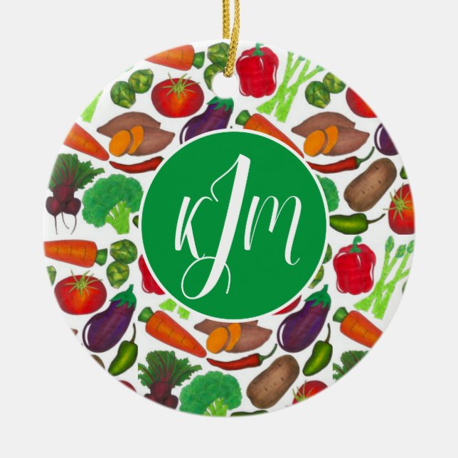 Vegetable Garden Produce Greenmarket Veggies Ceramic Tree Decoration (Front)