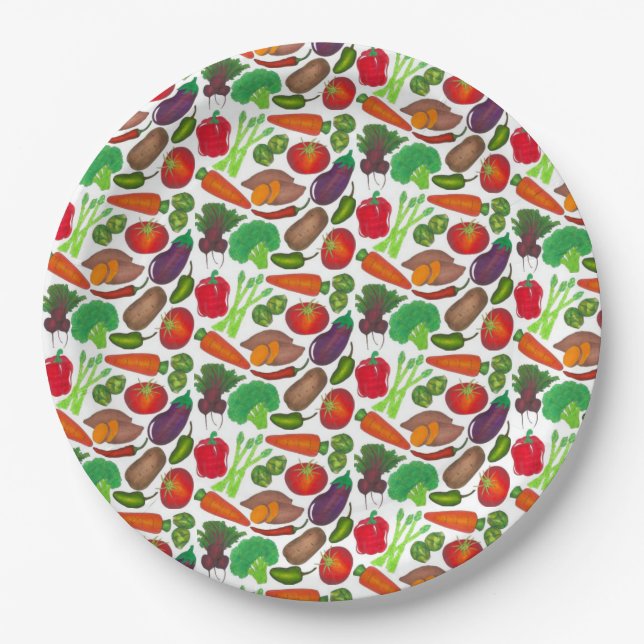 Vegetable Garden Produce Greenmarket Veggies Paper Plate (Front)