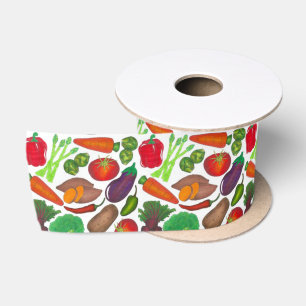 Vegetable Garden Produce Greenmarket Veggies Satin Ribbon