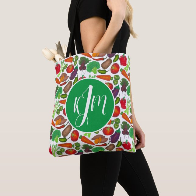 Vegetable Garden Produce Greenmarket Veggies Tote Bag (Close Up)