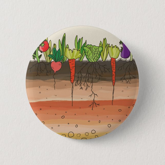 Vegetable garden soil earth layers nature art 6 cm round badge (Front)
