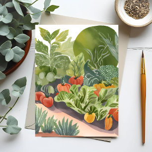Vegetable Garden Watercolor Painting Postcard