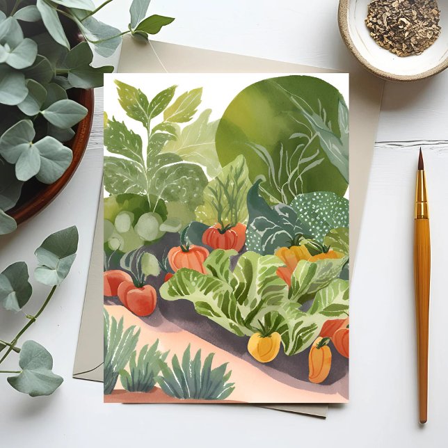 Vegetable Garden | Watercolor Painting Postcard (Creator Uploaded)