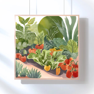 Vegetable Garden Watercolor Painting Poster