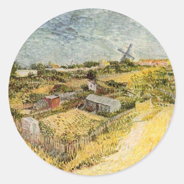Vegetable Gardens, Montmartre by Vincent van Gogh Classic Round Sticker (Front)