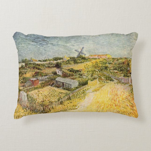 Vegetable Gardens, Montmartre by Vincent van Gogh Decorative Cushion (Front)