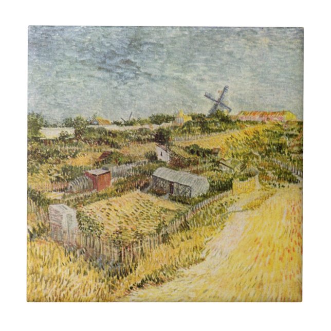 Vegetable Gardens, Montmartre by Vincent van Gogh Tile (Front)
