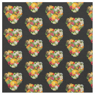 Vegetable Harvest Hearts Fabric