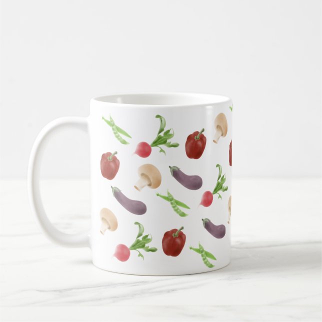Vegetable Illustration Pattern Coffee Mug (Left)