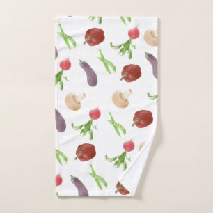 Vegetable Illustration Pattern Hand Towel