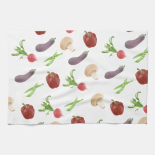 Vegetable Illustration Pattern Tea Towel