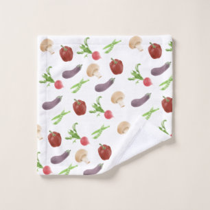 Vegetable Illustration Pattern Wash Cloth