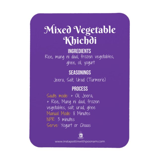 Vegetable Khichdi Recipe Magnet (Vertical)
