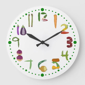 Vegetable Kitchen Wall Clock for Gardeners Vegans