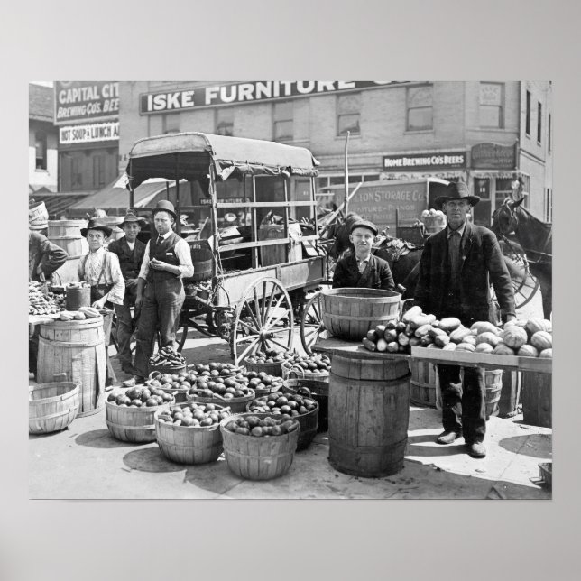 Vegetable Market, 1908. Vintage Photo Poster (Front)