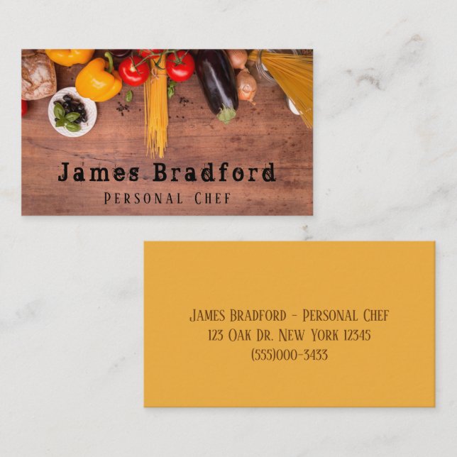 Vegetable On Cutting Board Personal Chef Business Card (Front/Back)