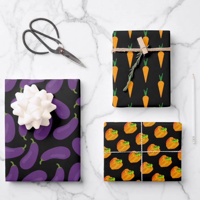 Vegetable Pack Three Wrapping Paper Sheets (Front)