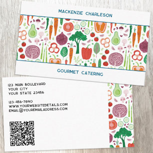 Vegetable Pattern Catering QR code Business Card