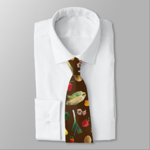 Vegetable Pattern Farmers Food Print Neck Tie