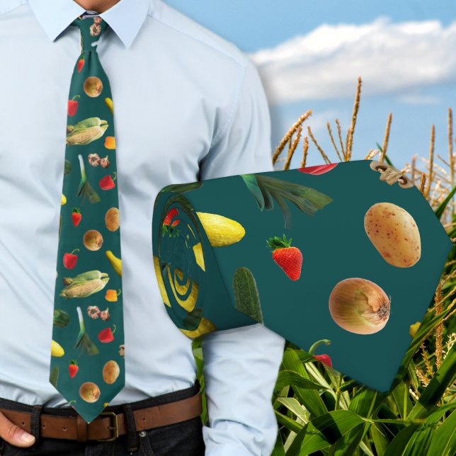 Vegetable Pattern Farmers Food Print Neck Tie (Creator Uploaded)