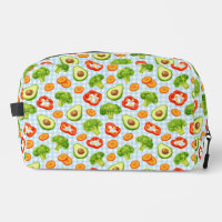 Vegetable Pattern on Blue Gingham