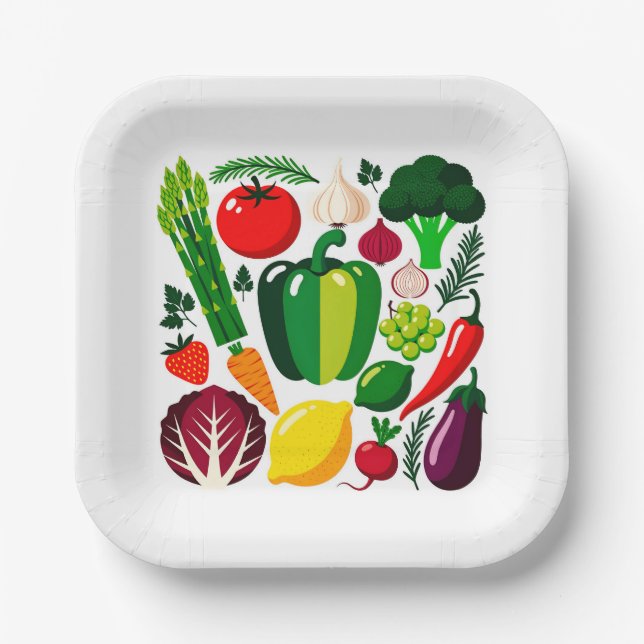 Vegetable pattern paper plate (Front)