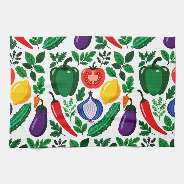 Vegetable pattern tea towel (Horizontal)