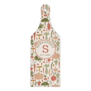 Vegetable Pattern Vegetarian Personalized Name Cutting Board
