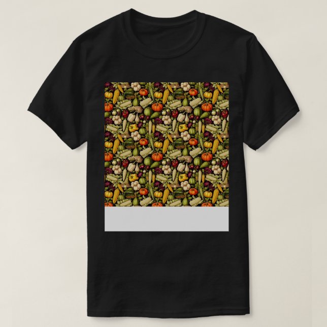 Vegetable Seamless Pattern Veggie Leafy Green Sala T-Shirt (Design Front)