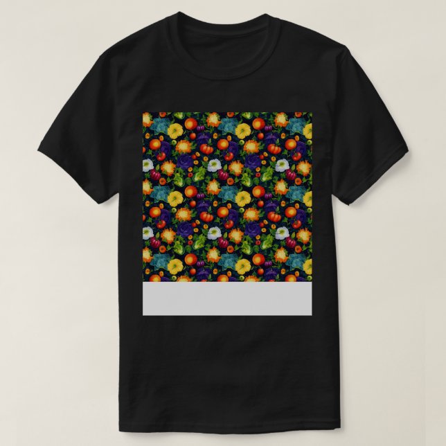 Vegetable Seamless Pattern Veggie Leafy Green Sala T-Shirt (Design Front)