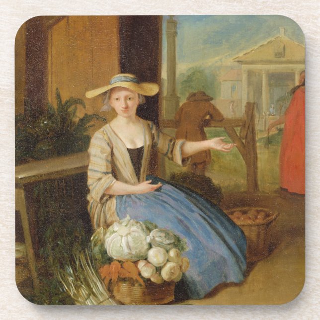 Vegetable Seller, Covent Garden, c.1726 (oil on pa Coaster (Front)