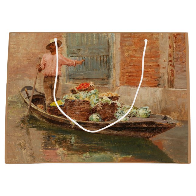 Vegetable Seller in Venice (by Vincenzo Caprile) Large Gift Bag (Front)