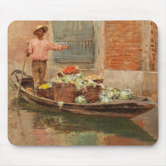 Vegetable Seller in Venice (by Vincenzo Caprile) Mouse Mat (Front)