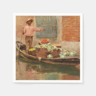 Vegetable Seller in Venice (by Vincenzo Caprile) Napkin