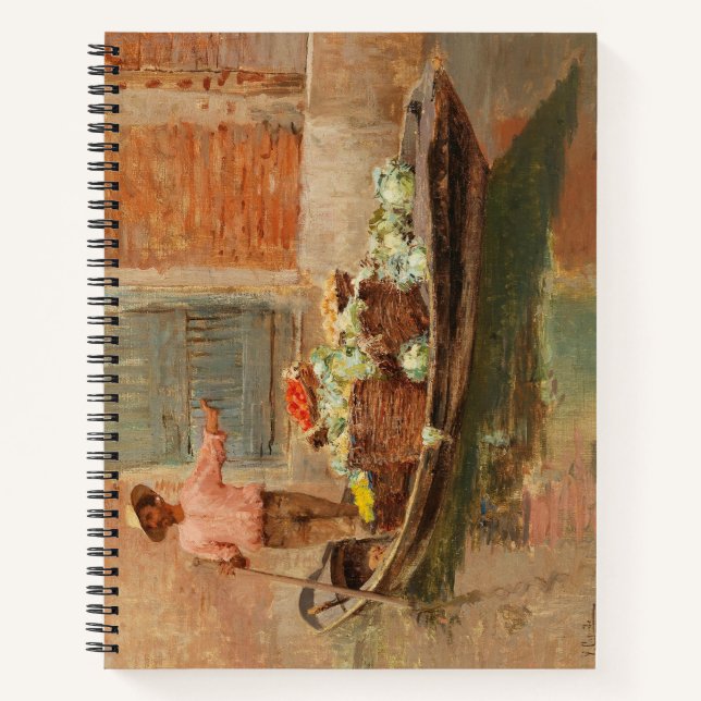Vegetable Seller in Venice (by Vincenzo Caprile) Notebook (Front)
