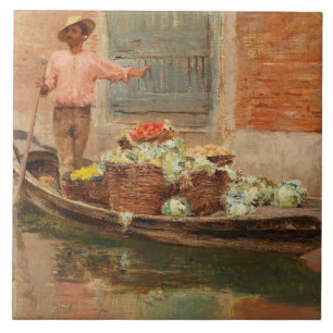Vegetable Seller in Venice (by Vincenzo Caprile) Tile