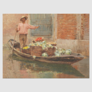 Vegetable Seller in Venice (by Vincenzo Caprile) Tissue Paper