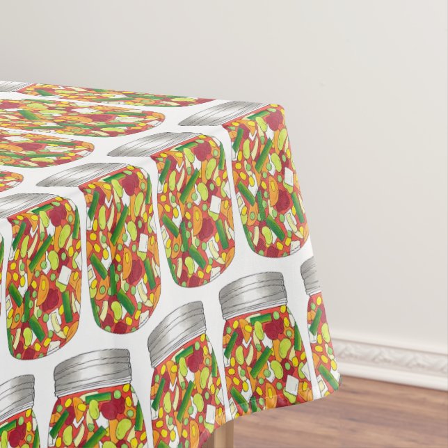 Vegetable Soup Canned Home Canning Jars Cooking Tablecloth (In Situ)