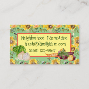 Vegetable Stand Sunflower Bee Customisable Business Card