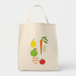 Vegetable Themed Reusable Grocery Tote Bag
