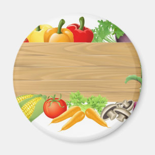 Vegetable wooden sign illustration magnet