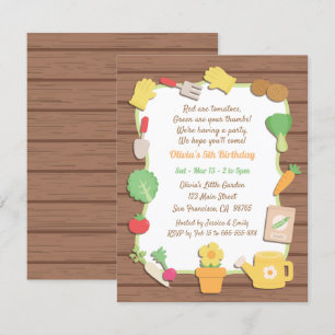 Vegetables and Flower Garden Kids Birthday Party Invitation