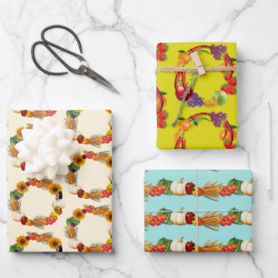 Vegetables and Fruit  Wrapping Paper Sheet