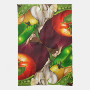 Vegetables and Herbs Organic Natural Fresh Food Tea Towel