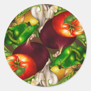 Vegetables and Herbs Organic Natural Veggies Food Classic Round Sticker