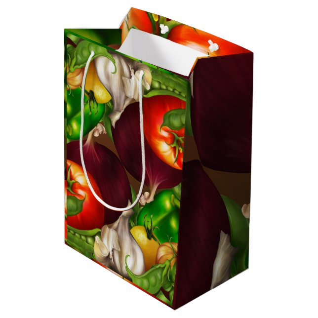 Vegetables and Herbs Organic Natural Veggies Food Medium Gift Bag (Back Angled)