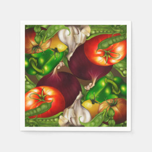 Vegetables and Herbs Organic Natural Veggies Food Napkin